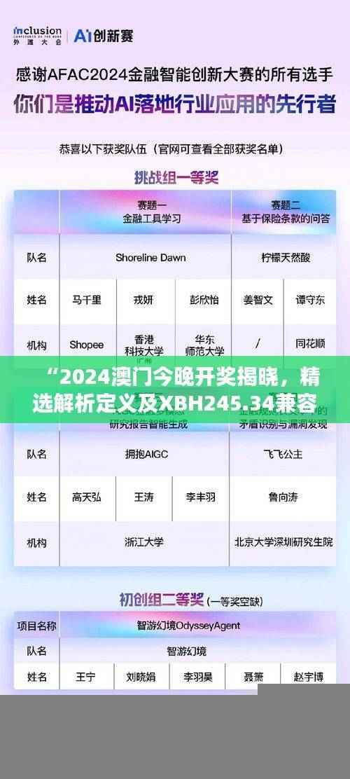 “2024澳门今晚开奖揭晓,精选解析定义及XBH245.34兼容版”