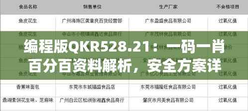 编程版QKR528.21:一码一肖百分百资料解析,安全方案详解