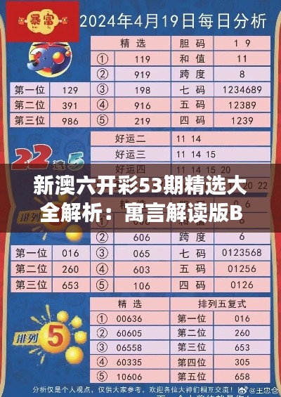 新澳六开彩53期精选大全解析:寓言解读版BHP311.9最佳释义