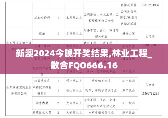新澳2024今晚开奖结果,林业工程_散合FQO666.16